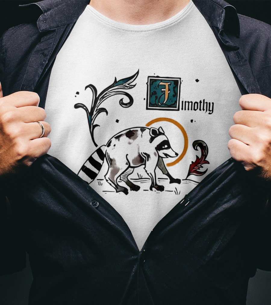 Timothy Jimothy Raccoon Illuminated Manuscript T-Shirt
