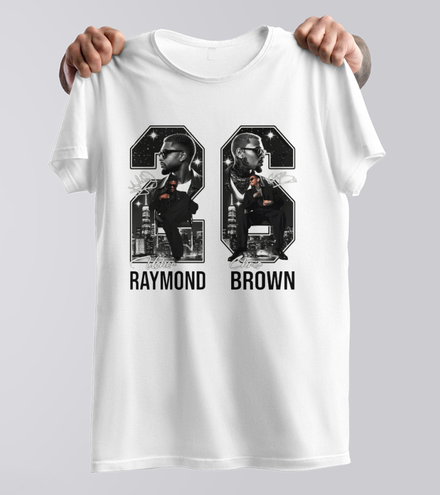 Usher Raymond Chris Brown 26 R And B Tour Usher Chris Brown Signatures T-Shirt