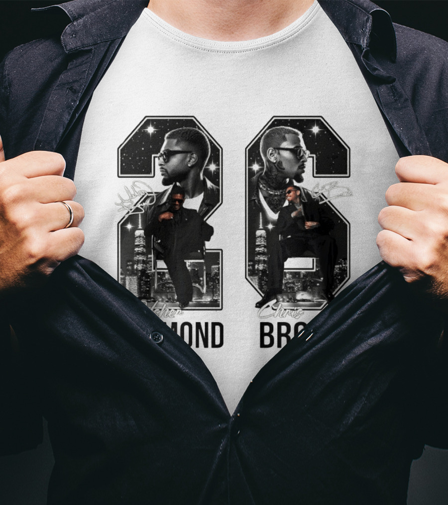 Usher Raymond Chris Brown 26 R And B Tour Usher Chris Brown Signatures T-Shirt