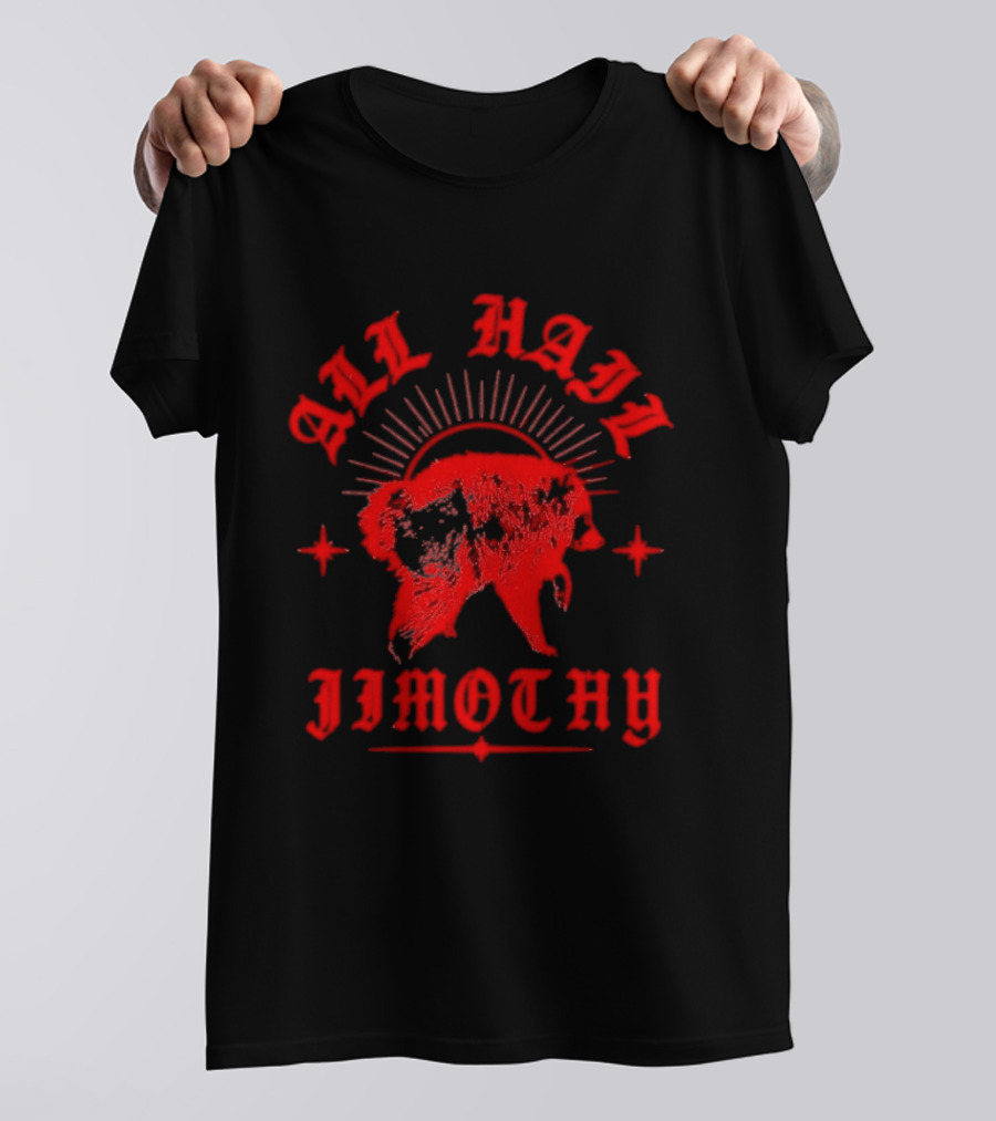 All Hail Jimothy Raccoon Red Starburst Buffalo T-Shirt