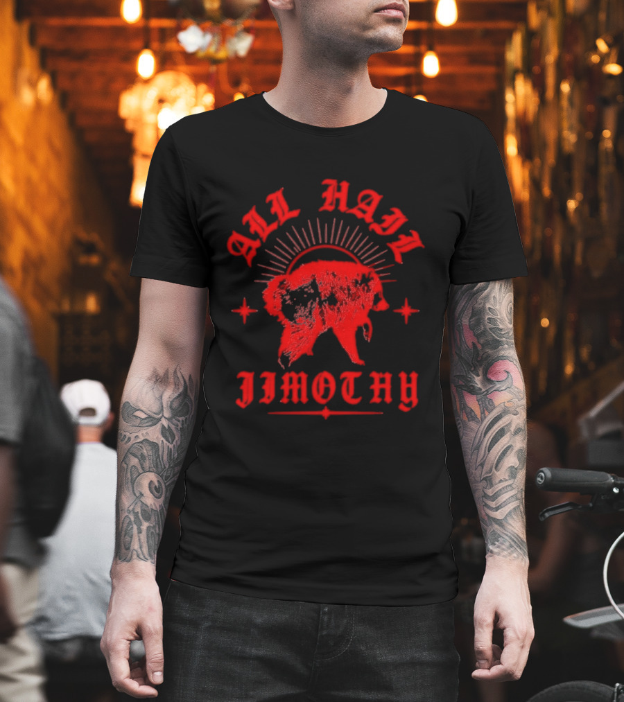 All Hail Jimothy Raccoon Red Starburst Buffalo T-Shirt