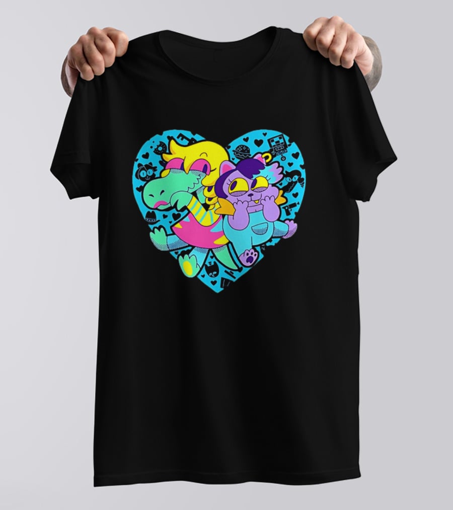 Alphys Mew Mew Heart Art Colorful Character Pair T-Shirt