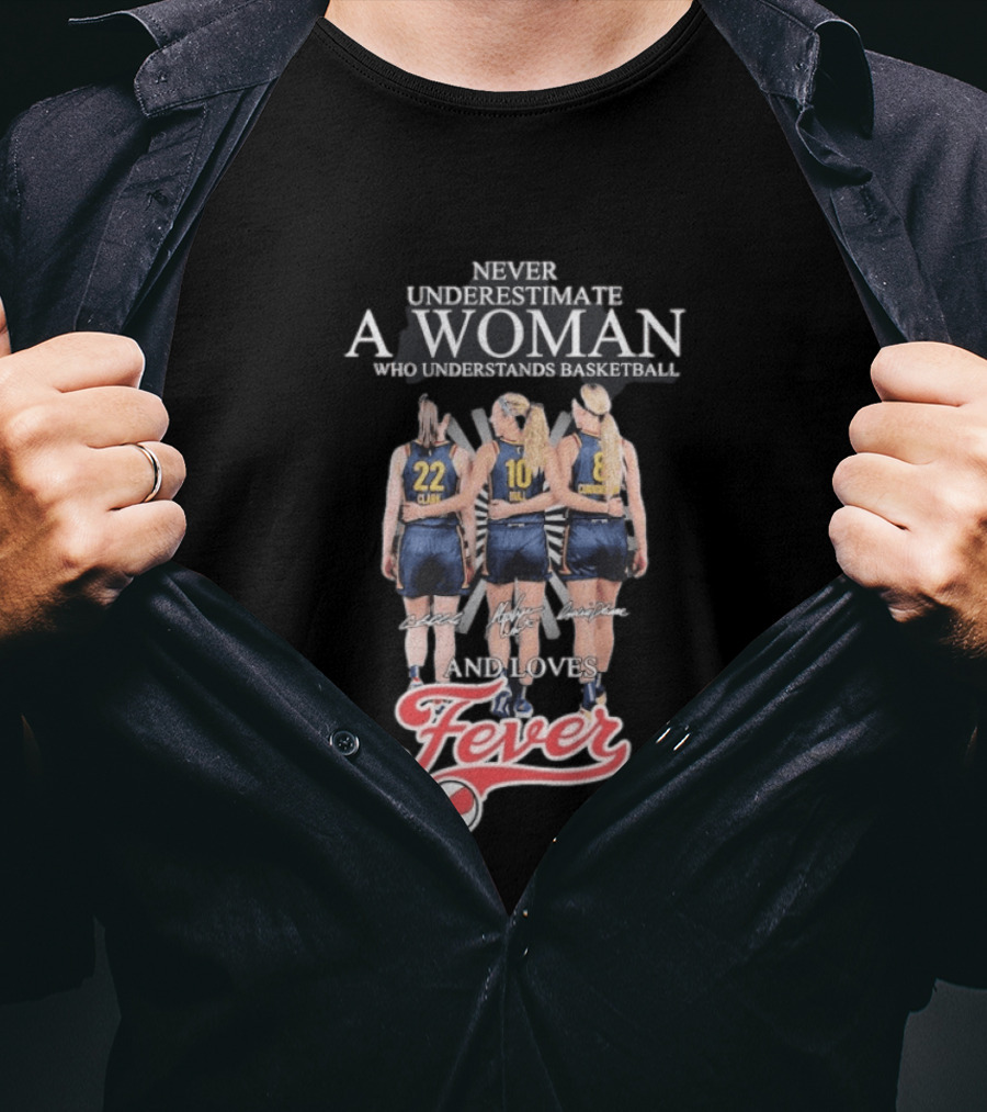 Never Underestimate A Woman Who Understands Basketball And Loves Fever Caitlin Clark Lexie Hull Sophie Cunningham T-Shirt