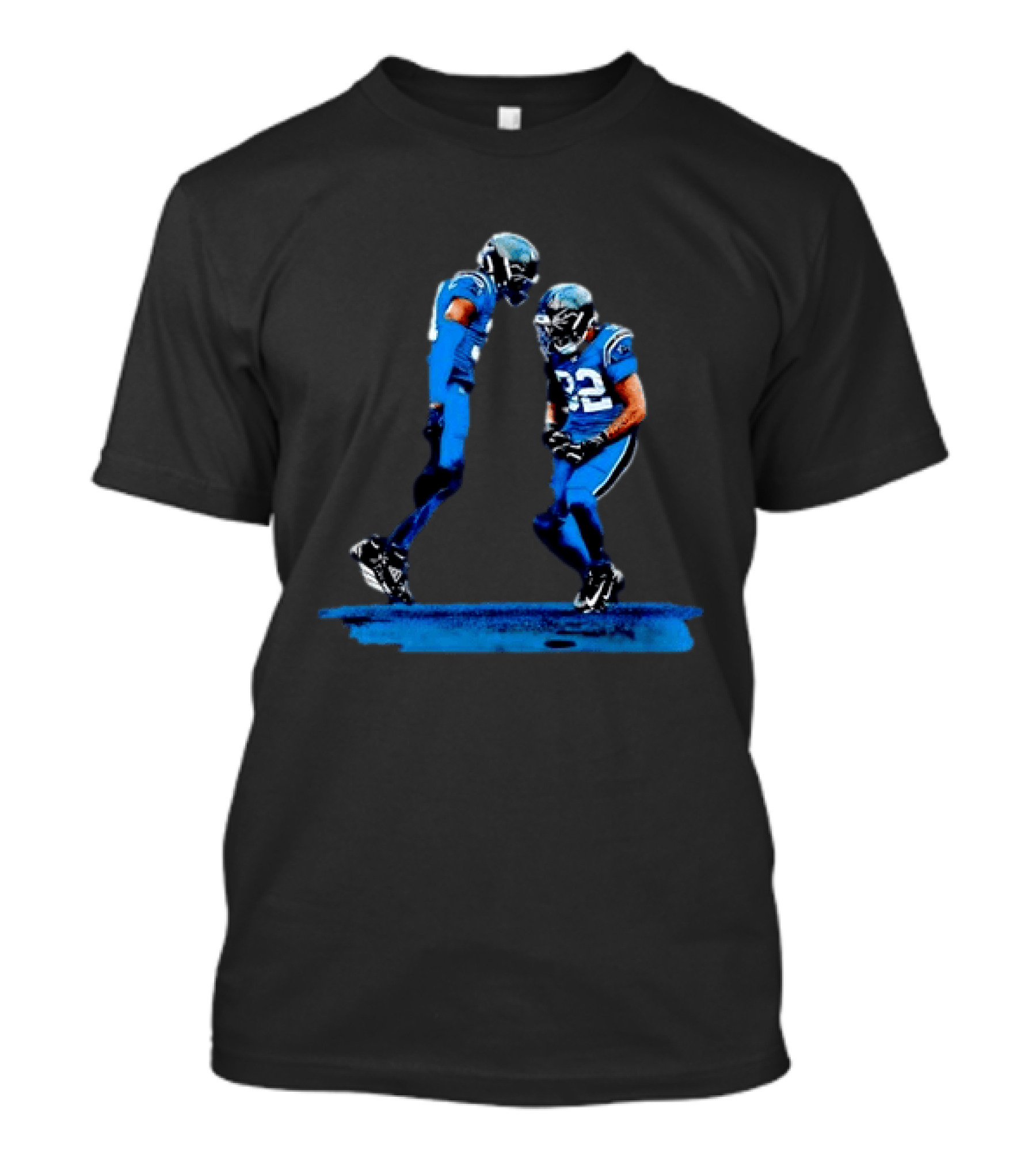 Carolina Panthers Blue Uniforms Players Celebrating Football Team Victory T-Shirt