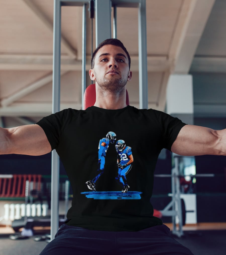Carolina Panthers Blue Uniforms Players Celebrating Football Team Victory T-Shirt