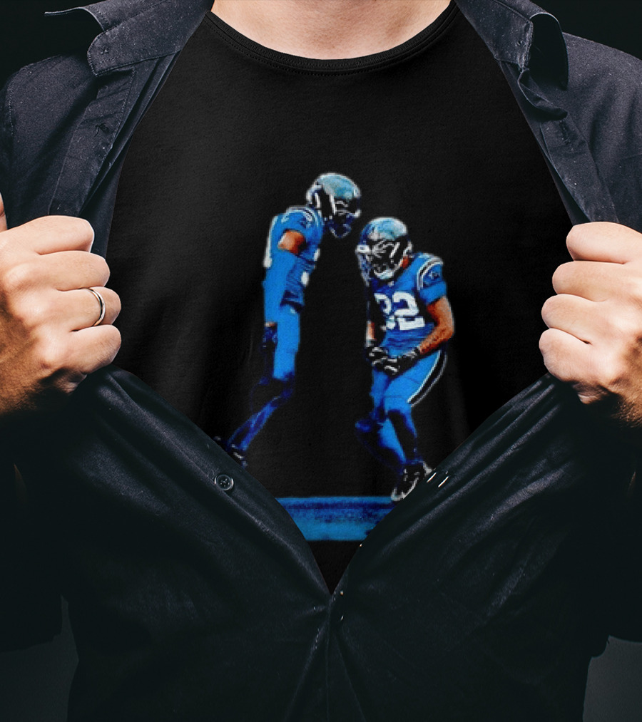 Carolina Panthers Blue Uniforms Players Celebrating Football Team Victory T-Shirt