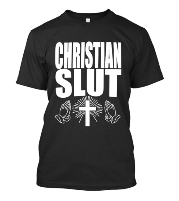 Christian Slut Praying Hands Cross Iconography T-Shirt