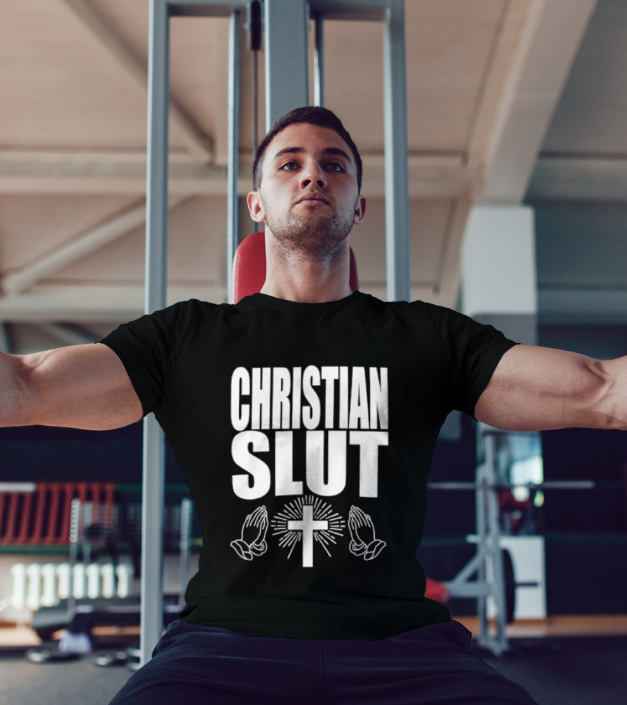 Christian Slut Praying Hands Cross Iconography T-Shirt
