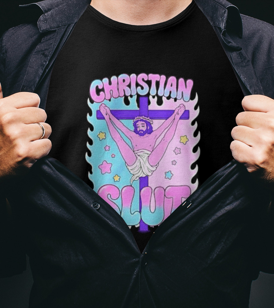 Christian Slut Teen Hearts Jesus Splits Meme T-Shirt