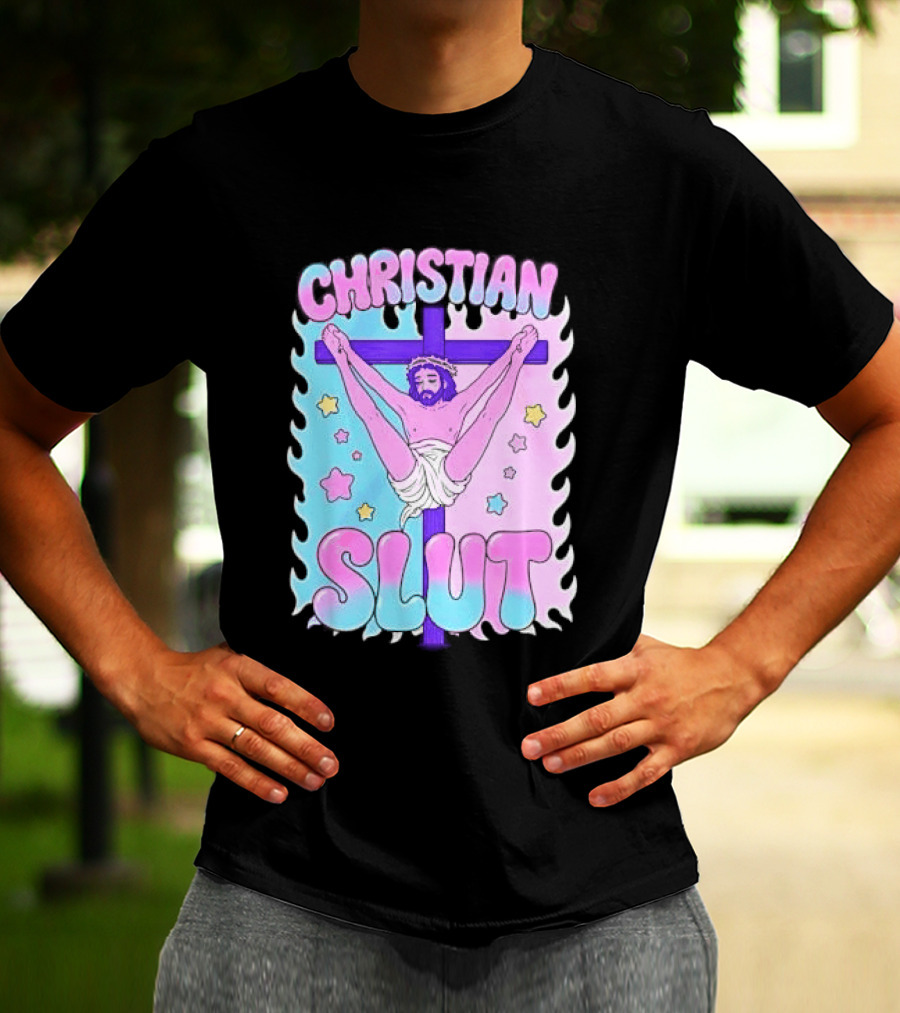 Christian Slut Teen Hearts Jesus Splits Meme T-Shirt