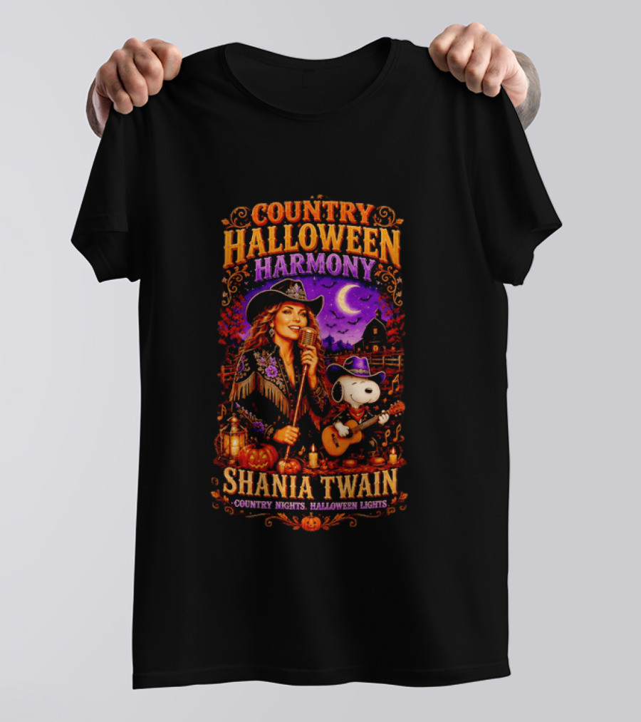 Country Halloween Harmony Shania Twain Snoopy Country Nights Halloween Lights T-Shirt