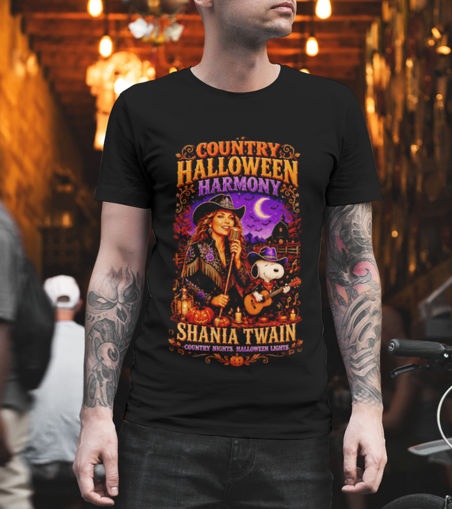 Country Halloween Harmony Shania Twain Snoopy Country Nights Halloween Lights T-Shirt