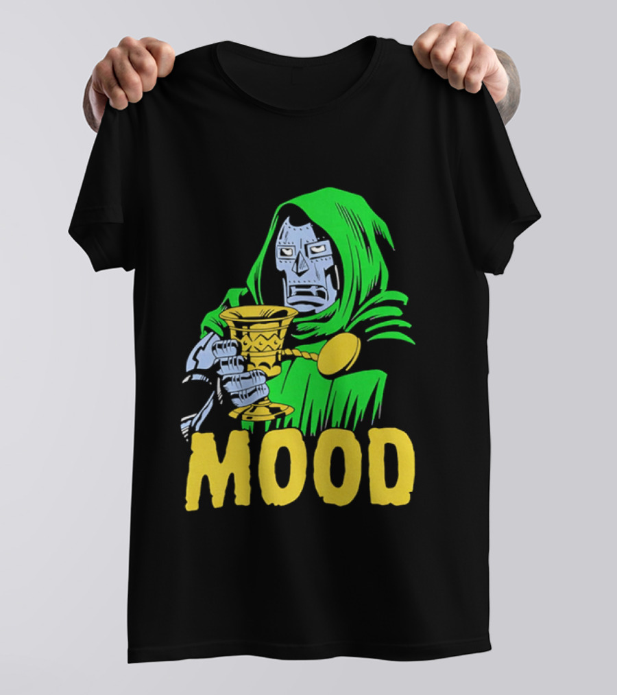 Doom Mood Green Cloaked Character Holding Goblet T-Shirt