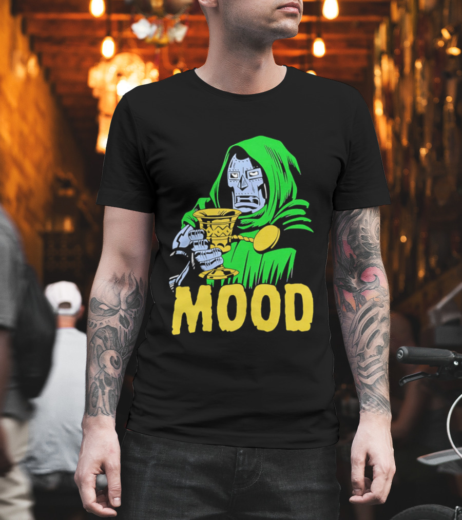 Doom Mood Green Cloaked Character Holding Goblet T-Shirt