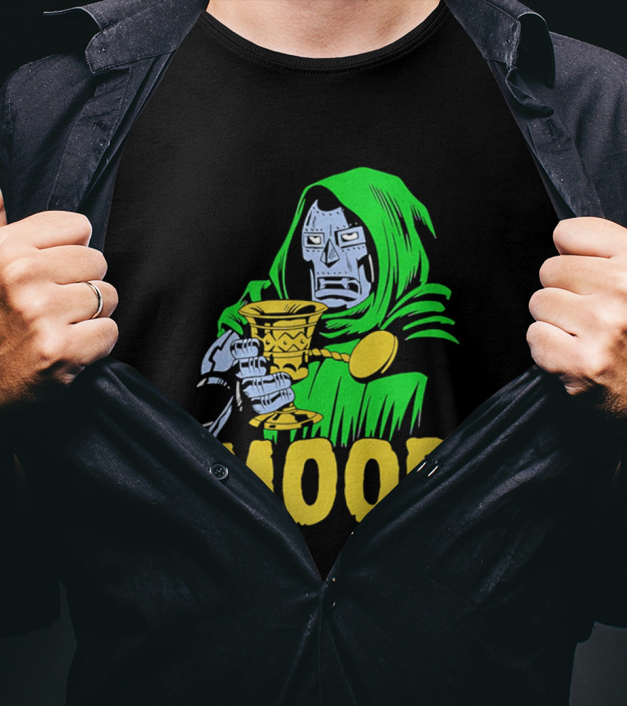 Doom Mood Green Cloaked Character Holding Goblet T-Shirt