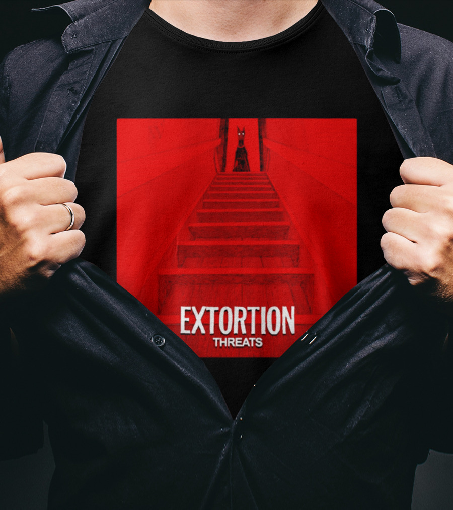 Extortion Threats Dark Stairs Red Scene T-Shirt