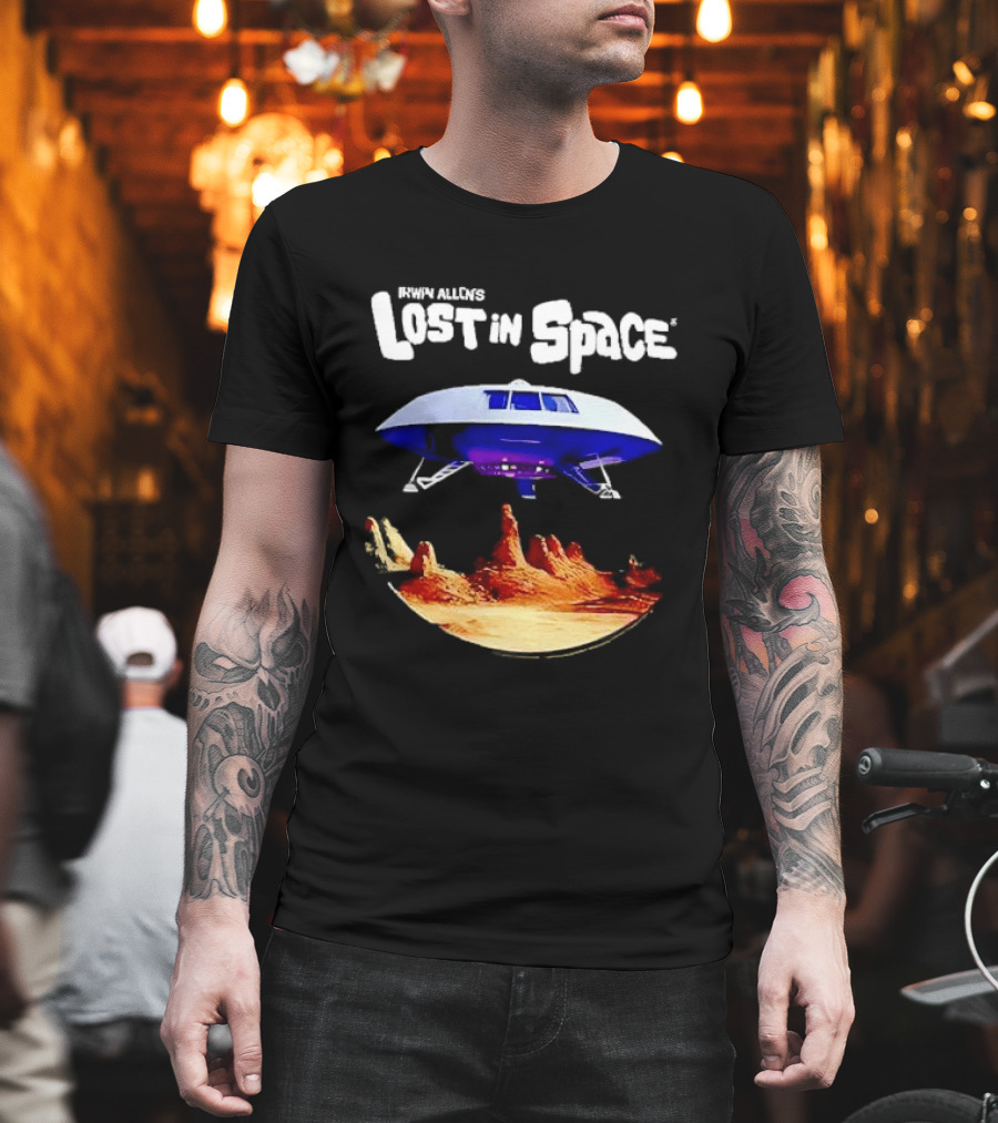Irwin Allen's Lost In Space Sci Fi Spaceship Over Alien Terrain T-Shirt