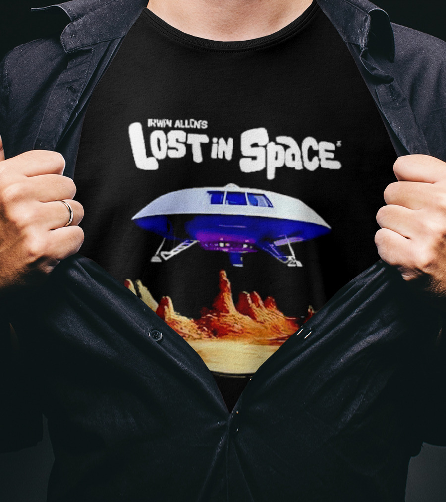 Irwin Allen's Lost In Space Sci Fi Spaceship Over Alien Terrain T-Shirt