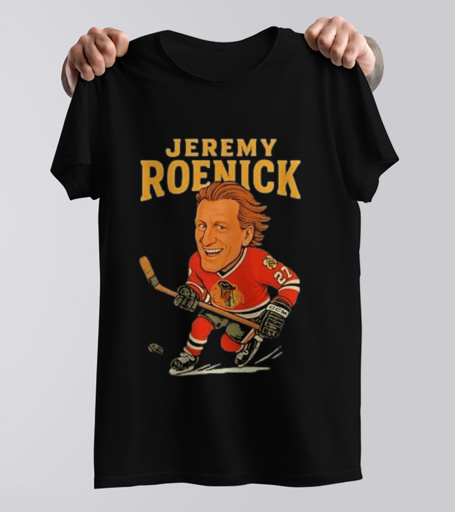 Jeremy Roenick Caricature Chicago Blackhawks Legendary Hockey Star T-Shirt