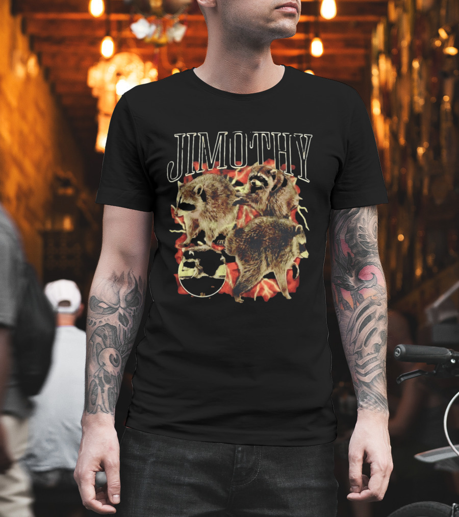 Jimothy Raccoon Trio Fire Motif Seattle Bootleg T-Shirt