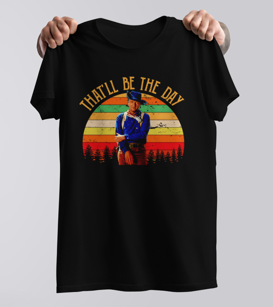 John Weyne That'll Be The Day Vintage Western Style Striped Sunset T-Shirt