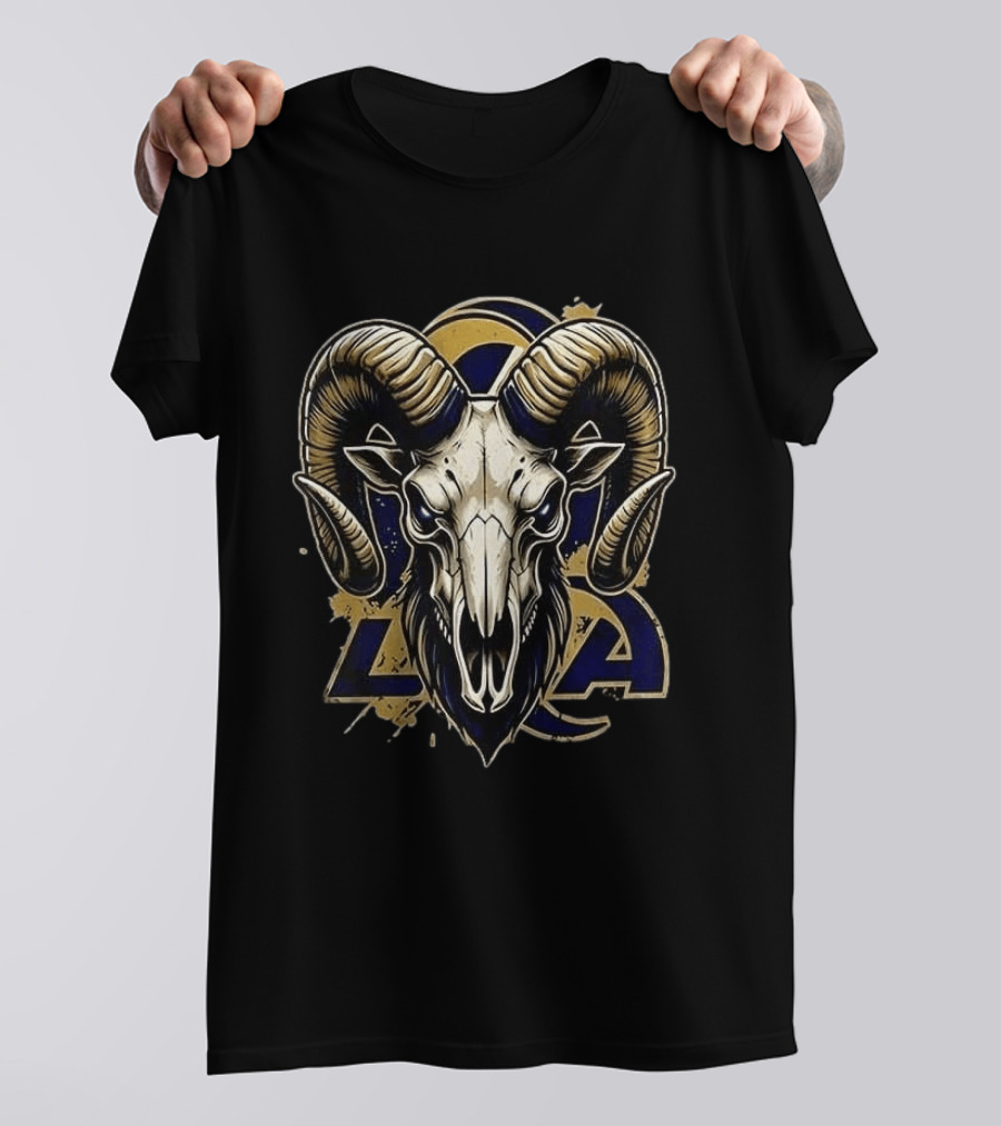 Los Angeles Rams Runs In My Blood Skeleton Skull T-Shirt
