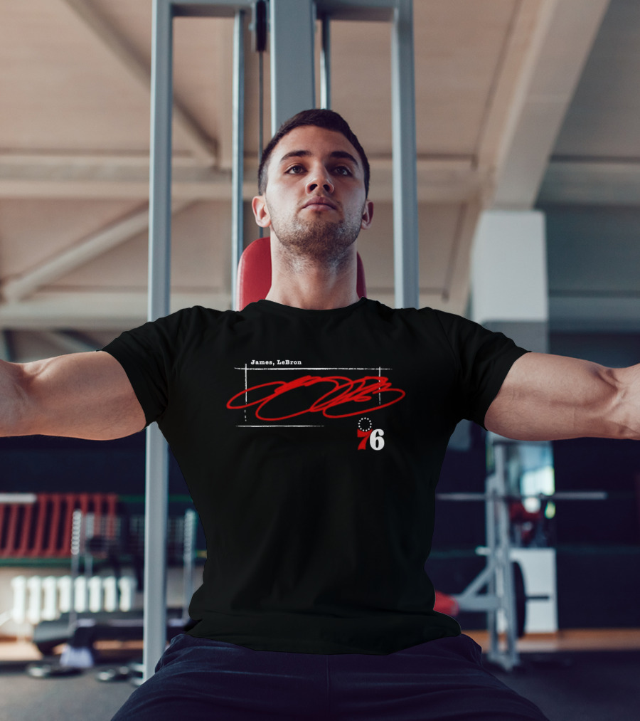 James LeBron 76ers Basketball Red Signature T-Shirt