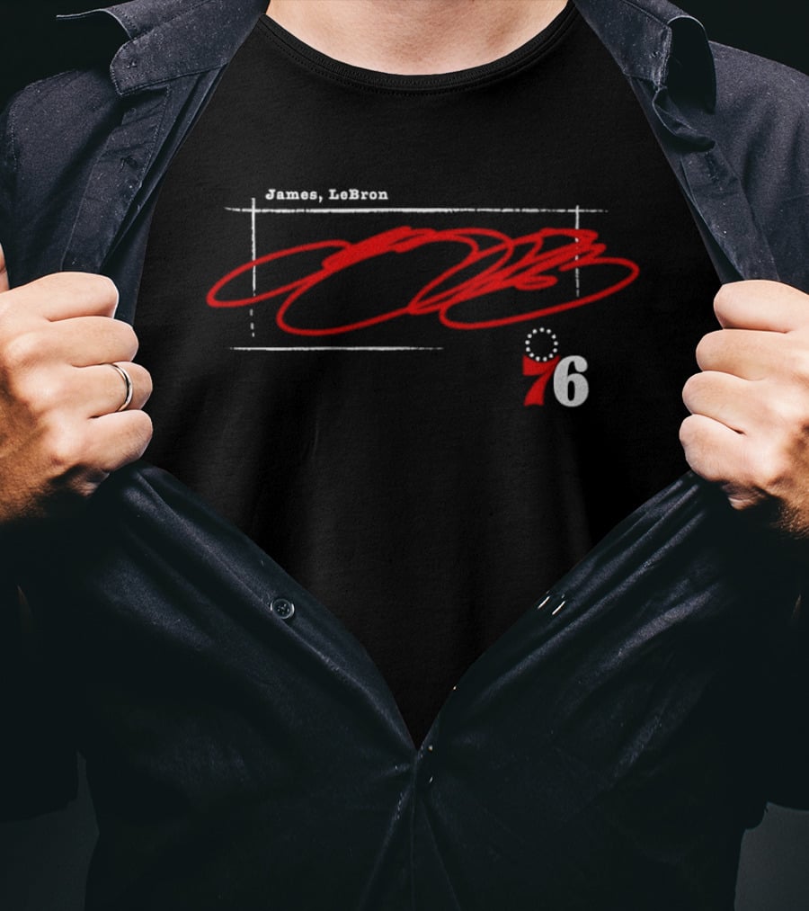 James LeBron 76ers Basketball Red Signature T-Shirt