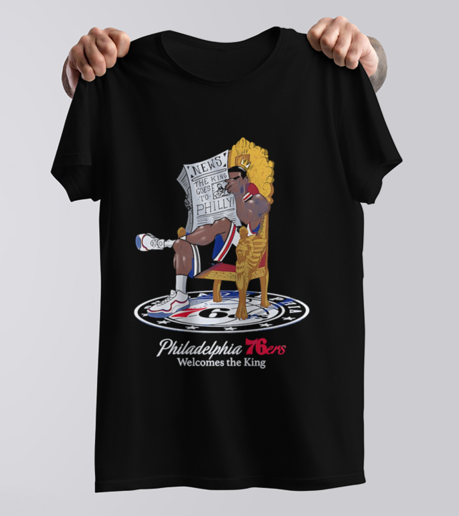 Philadelphia 76ers Welcome The King LeBron James Caricature T-Shirt