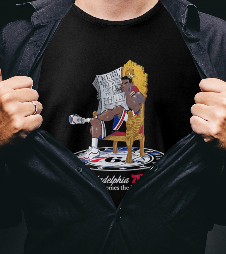 Philadelphia 76ers Welcome The King LeBron James Caricature T-Shirt