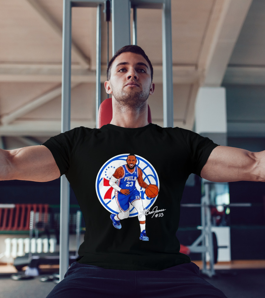 Philadelphia 76ers 23 LeBron James Blue Basketball Phila 76ers T-Shirt