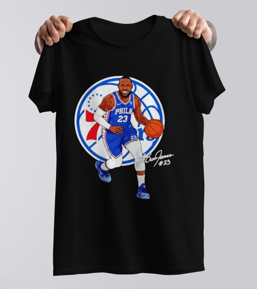 Philadelphia 76ers 23 LeBron James Blue Basketball Phila 76ers T-Shirt