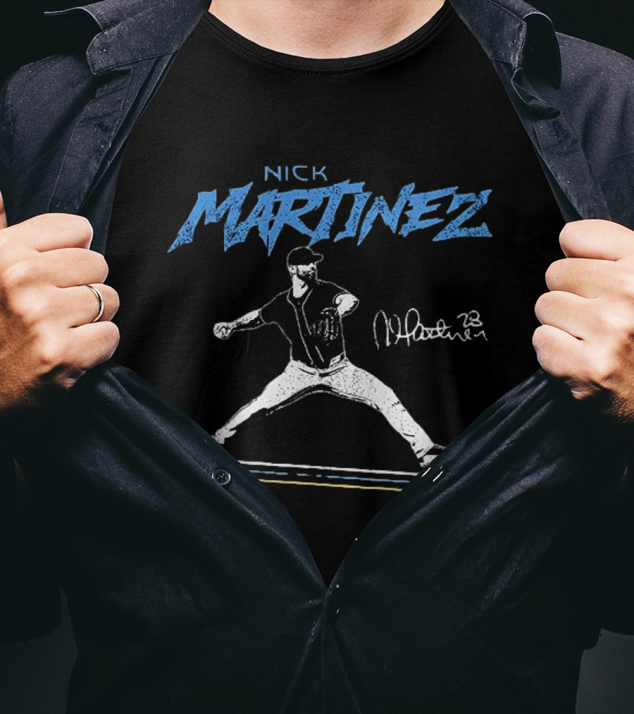 Nick Martinez Tampa Bay Rays MLB 2026 All Star Signature Pitching Motion T-Shirt