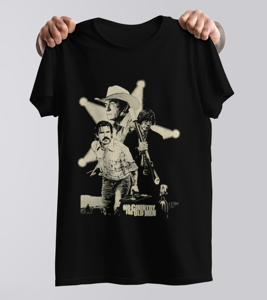 No Country For Old Men Llewelyn Moss Anton Chigurh Sheriff Bell Iconic Trio T-Shirt