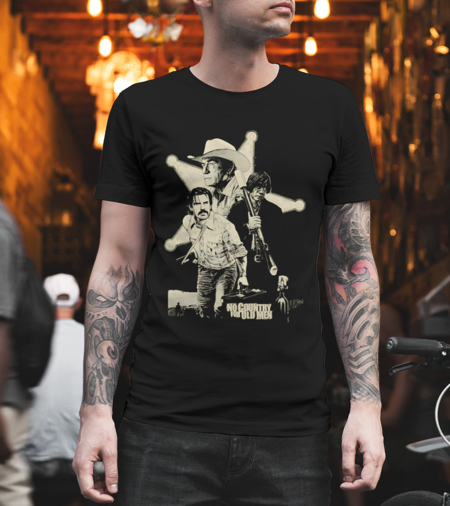 No Country For Old Men Llewelyn Moss Anton Chigurh Sheriff Bell Iconic Trio T-Shirt