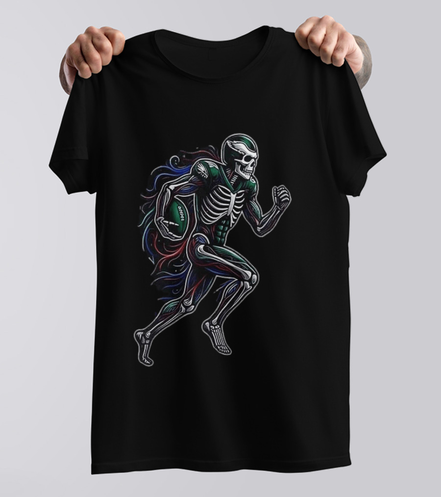 Philadelphia Eagles Skeleton Runs In My Blood Football Spirit T-Shirt