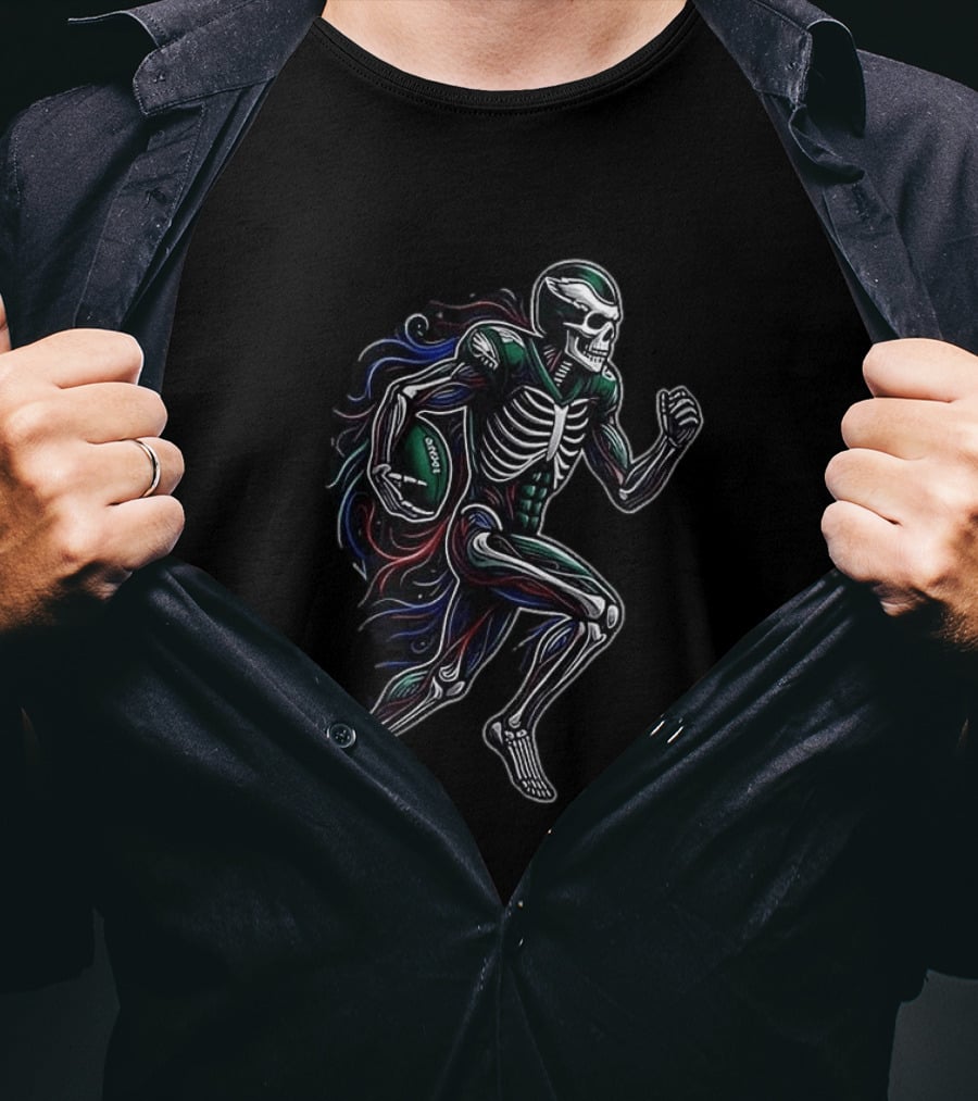 Philadelphia Eagles Skeleton Runs In My Blood Football Spirit T-Shirt