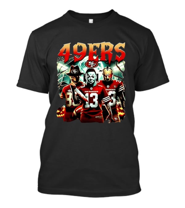 San Francisco 49ers Halloween Horror 2026 Freddy Jason Michael Myers T-Shirt