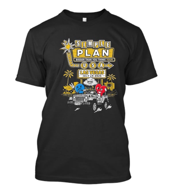 Simple Plan Bigger Than You Think Tour USA Las Vegas July 4 2026 Pearl Concert Theater Palms Casino Resort T-Shirt