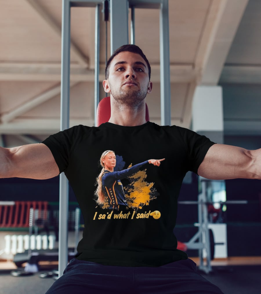 Sophie Cunningham I Said What I Said Yellow And Blue Basketball Emoji T-Shirt