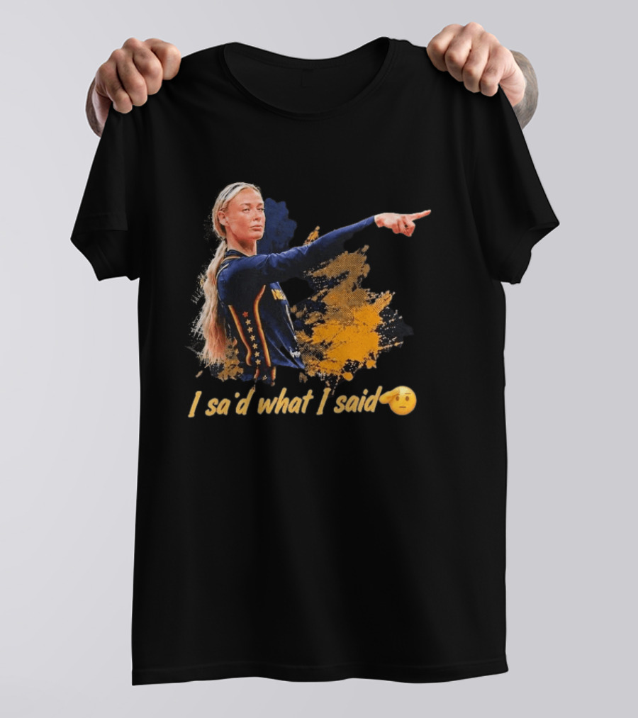 Sophie Cunningham I Said What I Said Yellow And Blue Basketball Emoji T-Shirt