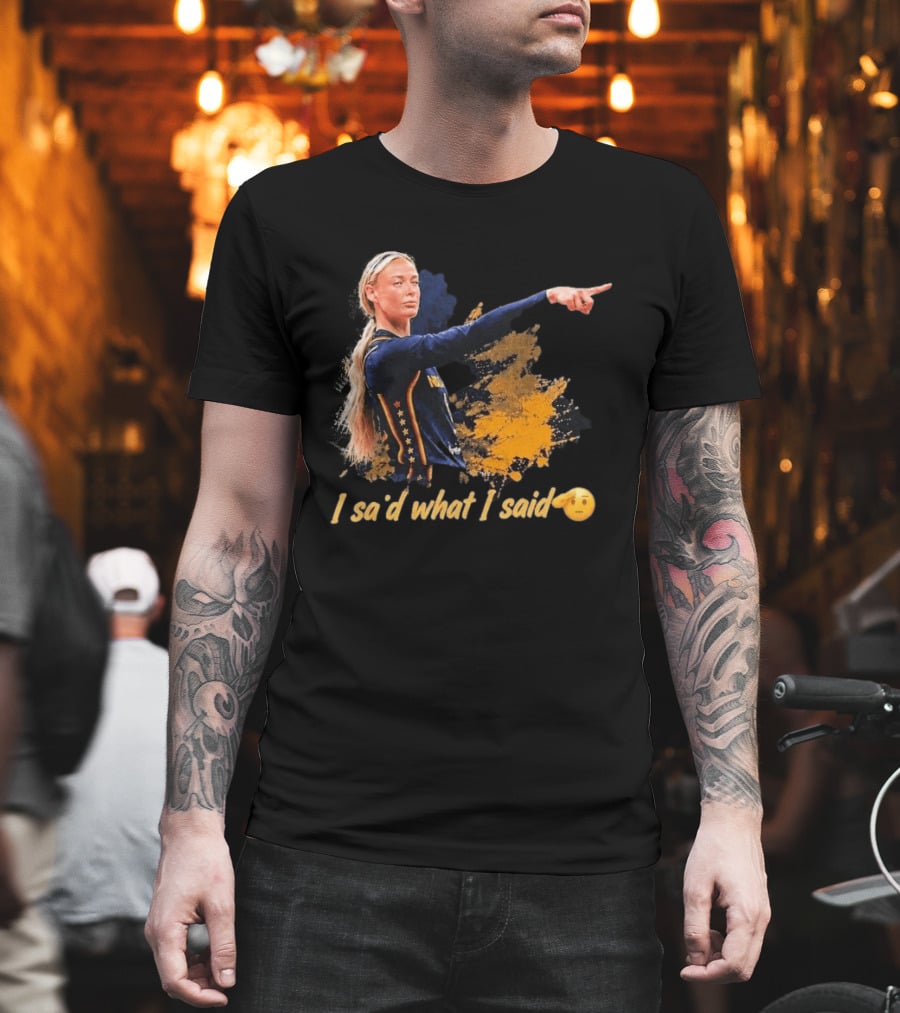Sophie Cunningham I Said What I Said Yellow And Blue Basketball Emoji T-Shirt