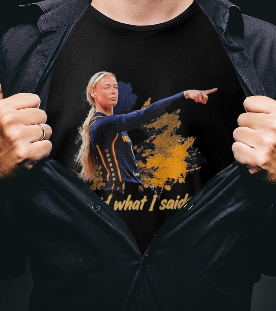 Sophie Cunningham I Said What I Said Yellow And Blue Basketball Emoji T-Shirt