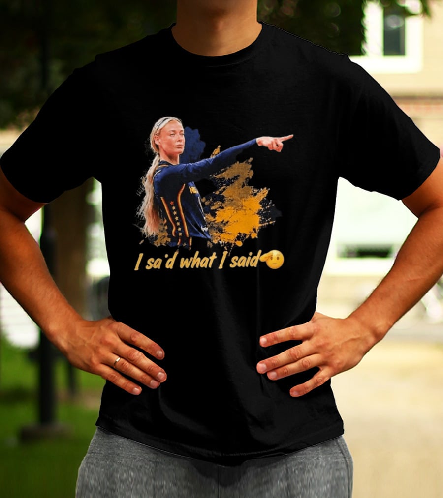 Sophie Cunningham I Said What I Said Yellow And Blue Basketball Emoji T-Shirt