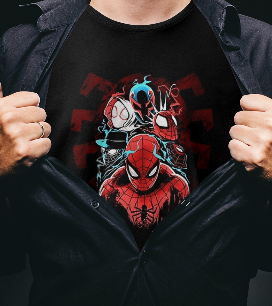 Spider Man Peter Parker Miles Morales Spider Verse Marvel Comics Spider Man Noir Gwen Stacy 2099 T-Shirt