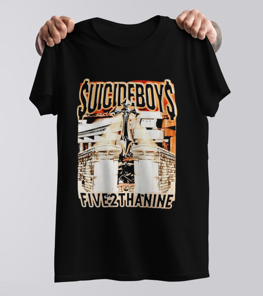 SUICIDEBOYS The Five2thanine Gothic Cross Block Letters T-Shirt