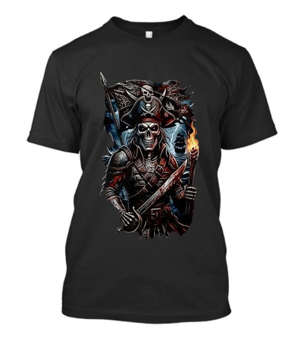 Tampa Bay Buccaneers Runs In My Blood Skeleton Pirate With Sword And Torch T-Shirt