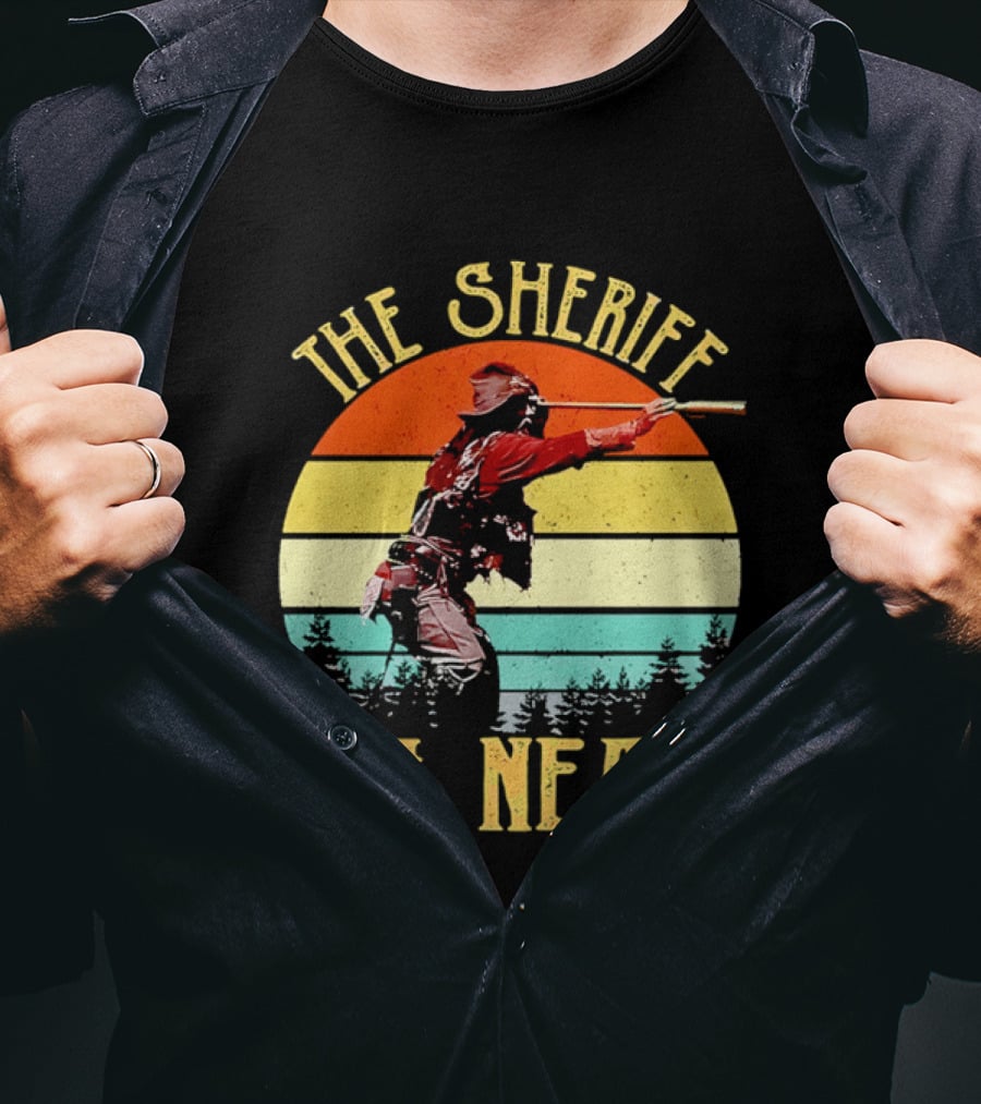 The Sheriff Is Near Western Cowboy Retro Sunset T-Shirt