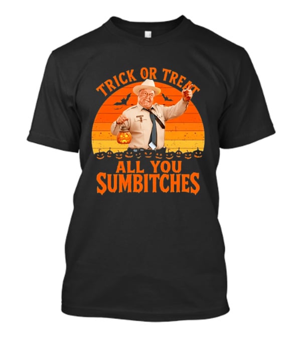 Trick Or Treat All You Sumbitches Halloween Officer Pumpkin Lantern T-Shirt