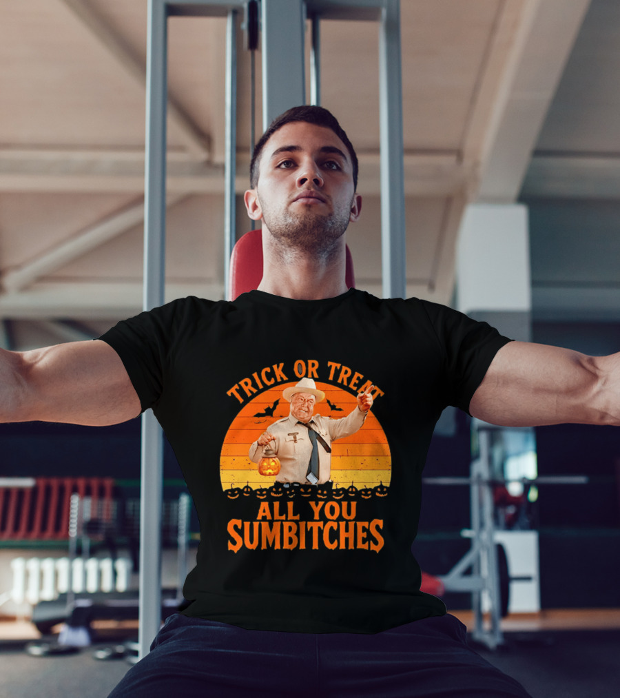 Trick Or Treat All You Sumbitches Halloween Officer Pumpkin Lantern T-Shirt